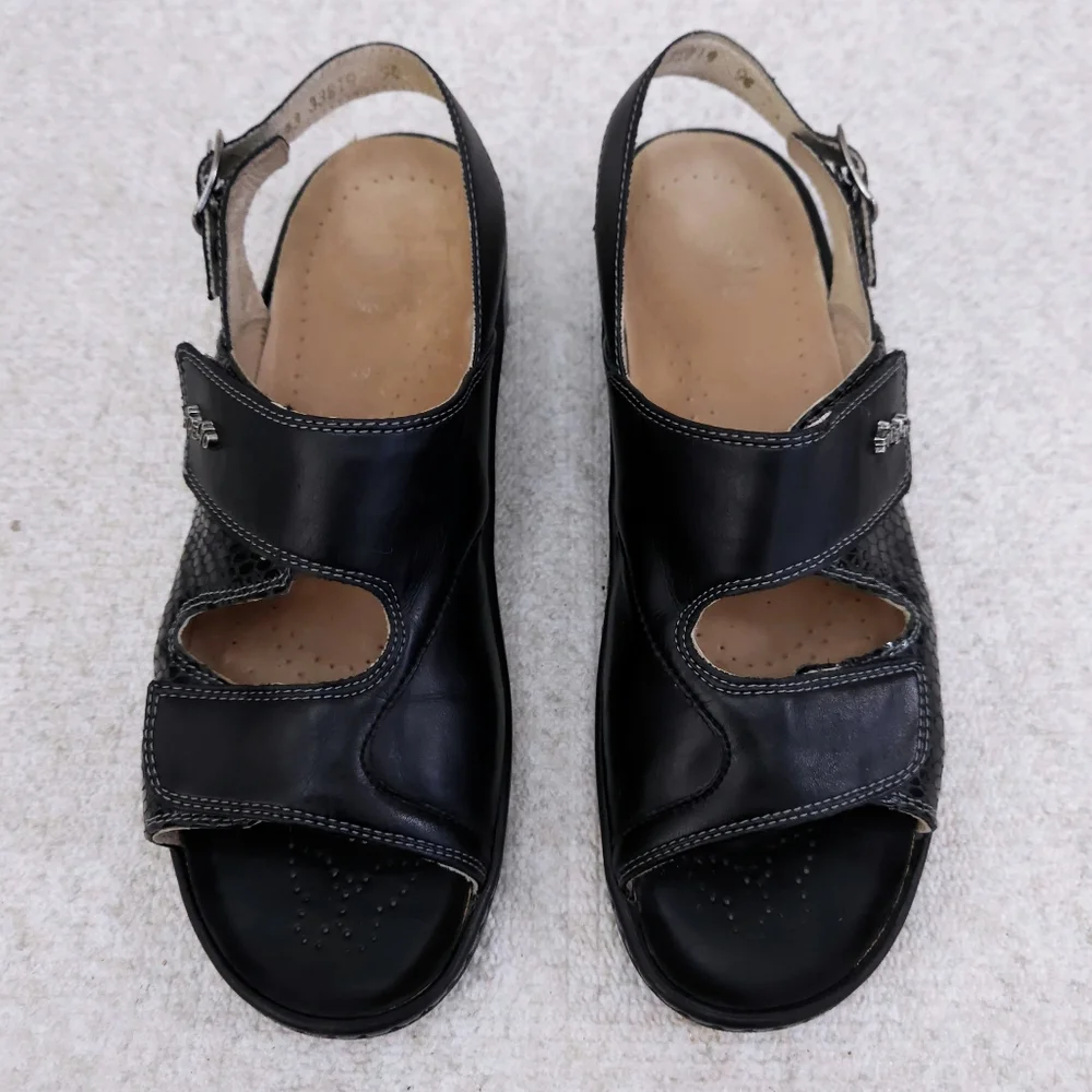FIDELIO Hallux Fabia Slingback Sandals Black Strappy Orthotic Shoes